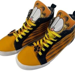 Ground Up Garfield Mens 10 High Top Sneakers Orange Black Comic Print Shoes